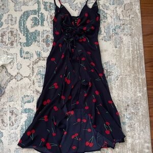 Aqua Cherry Print Dress